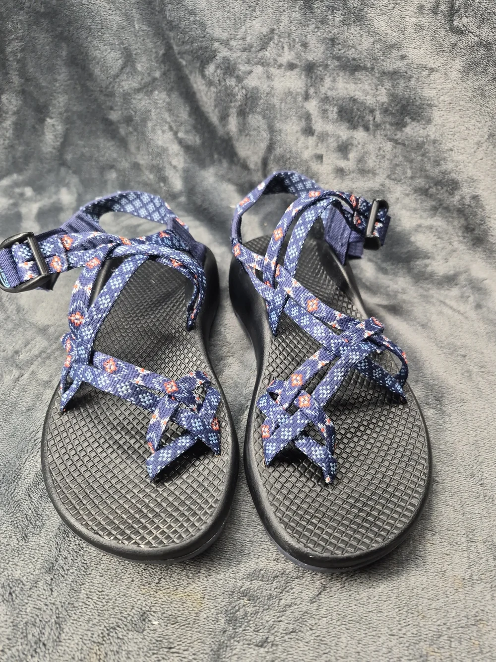 CHACO Blue & Orange ZX/2 Classic Pattern Straps Hiking Sandals Shoes Size W7 - Picture 3 of 9